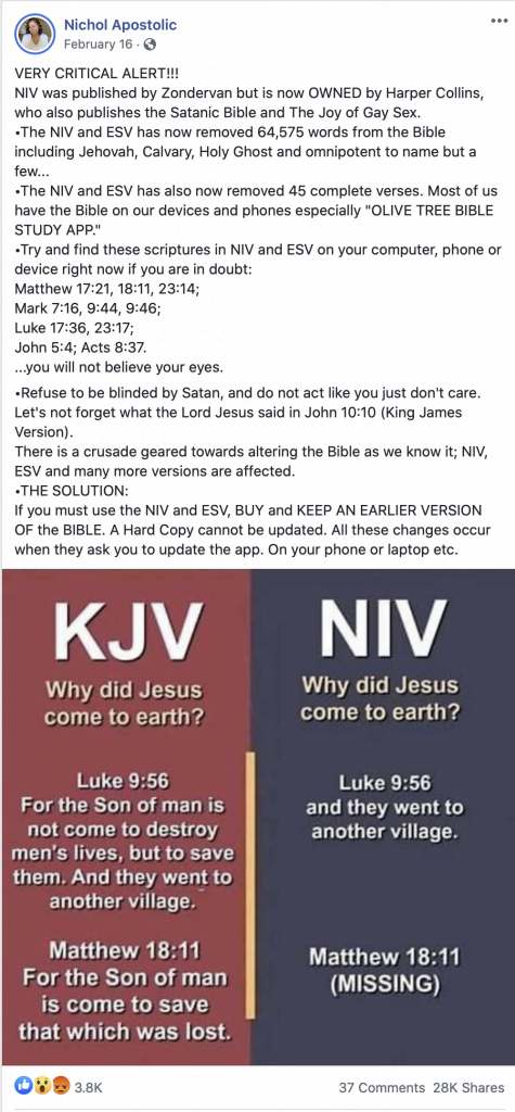 List of Missing Verses in the Bible